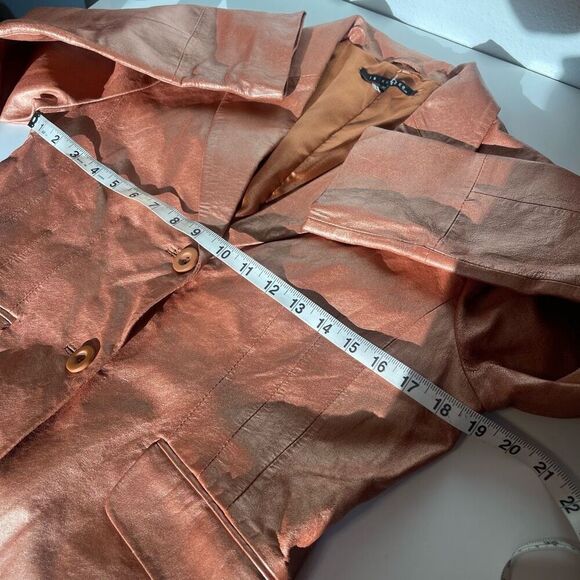 Vintage In Suede Metallic Cooper Leather Jacket Size Medium - Picture 7 of 8